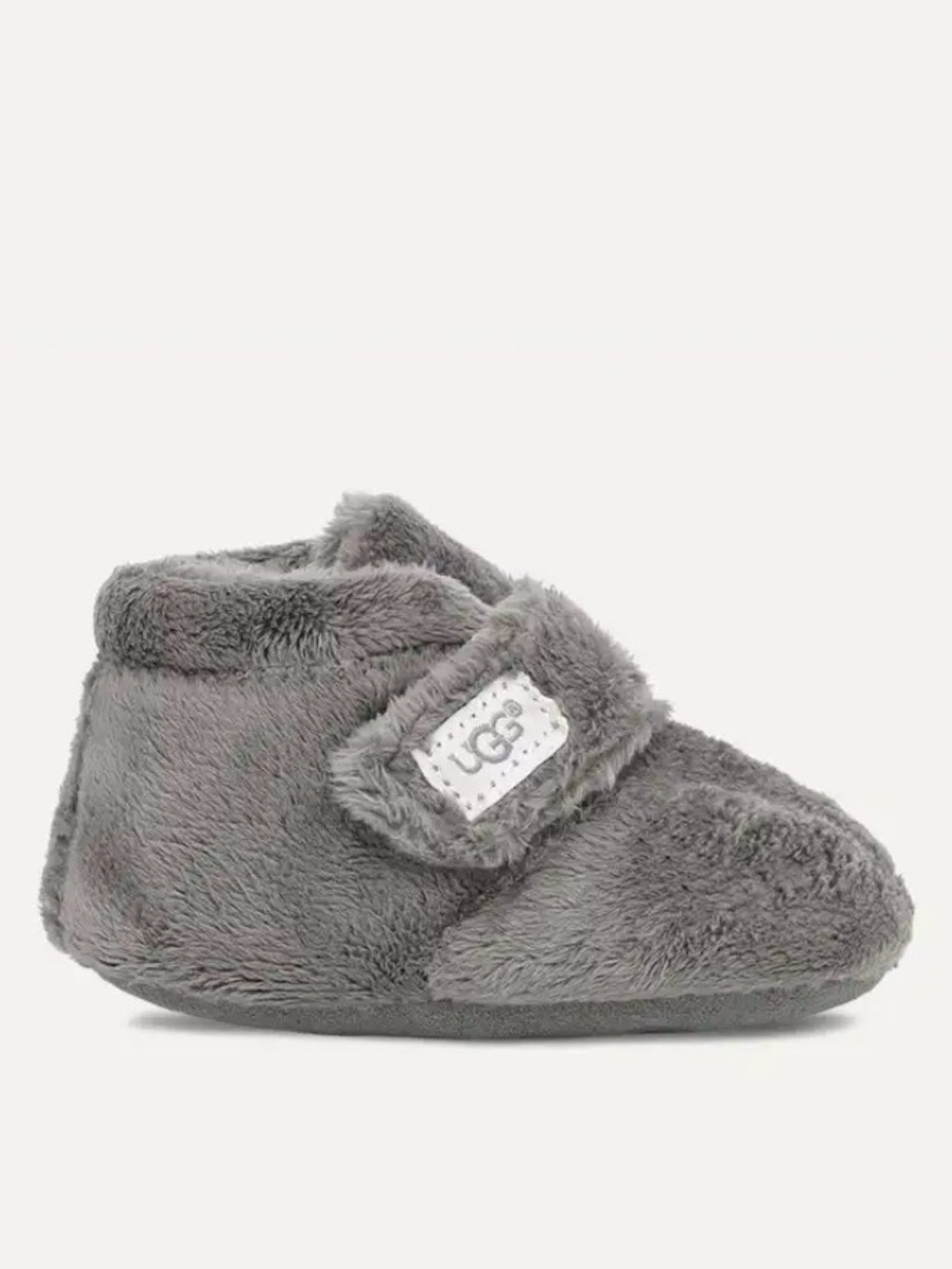 UGG Gray Plush Hook-and-Loop Bootie for Kids